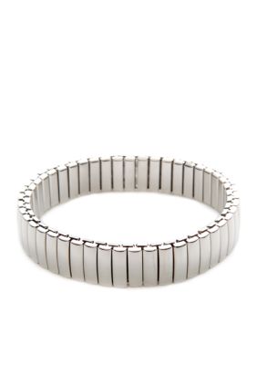 Napier Polished Silver Open Link Stretch  Bracelet
