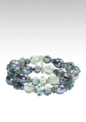 Napier Blue and Green Stone Link Bracelet