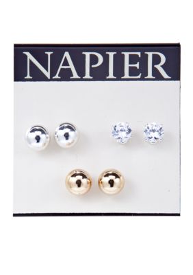 Napier Pierced Stud Earring Trio Set