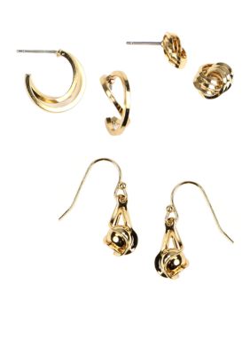 Napier Gold Three Pair Earring Set