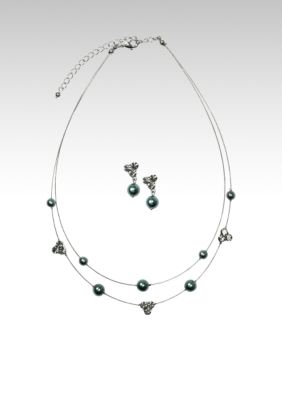 Napier Silver and Crystal Illusion Necklace and Earring Set