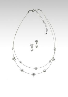 Napier Silver and Crystal Necklace and Earring Set