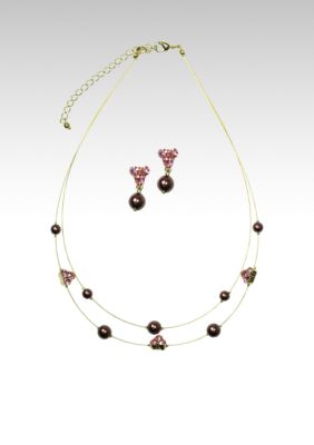 Napier Gold and Topaz Illusion Necklace and Earring Set