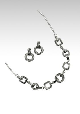Napier Silver Chain and Link Necklace with Matching Earring