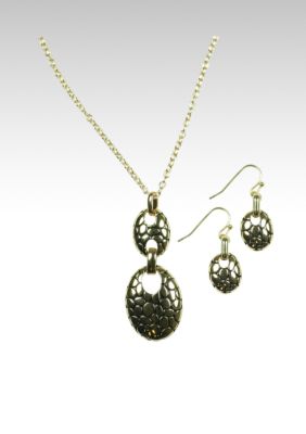 Napier Gold Pendant Necklace with Matching Earring