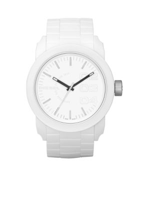 Diesel Men's All White Round Dial with White Silicone Strap Watch