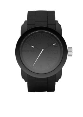 Diesel Men's Analog All Black Round Dial with Black Silicone Strap Watch