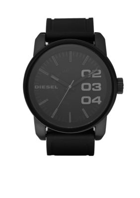 Diesel Men's Round Black Dial Watch With Black Silicone Strap