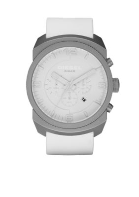 Diesel Men's Round Chronograph Dial with White Silicone Strap Watch