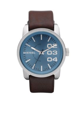 Diesel Men's Analog Round Dial Brown Leather Strap Watch