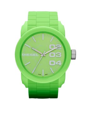 Diesel Men's Green Plastic and Silver-Tone Stainless Steel Three-Hand Watch