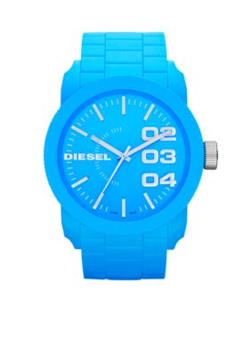 Diesel Men's Blue Plastic and Silver-Tone Stainless Steel Three-Hand Watch