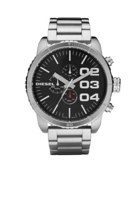 Diesel Men's Polished Stainless Steel Bracelet Black Chronograph Watch