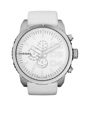 Diesel Men's White Chronograph Dial and White Leather Strap Watch