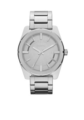 Diesel Ladies Silver-Tone Stainless Steel Three Hand Watch