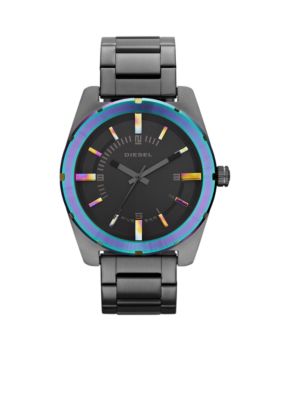 Diesel Ladies Gunmetal IP and Iridescent IP Stainless Steel Three Hand Watch