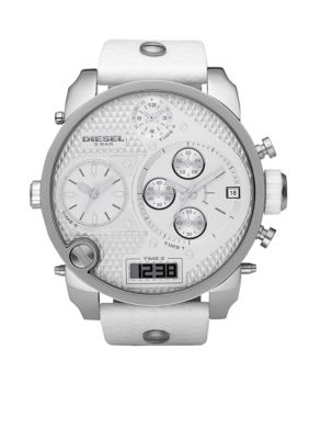 Diesel SBA Dual Analog Digital Round Chronograph Watch With Leather Band