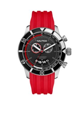 Nautica Chronograph with Red Resin Strap Watch