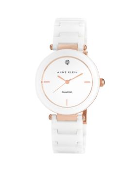 Anne Klein Diamond Dial Ceramic Watch