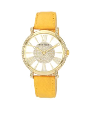 Anne Klein Gold Tone Case with Leather Strap