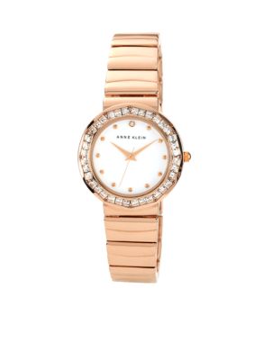 Anne Klein Rose Gold Tone Bracelet with Crystal Bezel