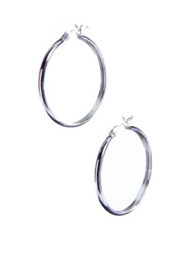 Belk Silverworks Silver 100 Round Hoop with Snap Top Post