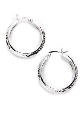 Belk Silverworks Diamond Cut Wide Round Hoop in Silver 100