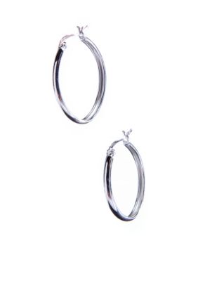 Belk Silverworks Silver 100 Polished Oval Hoop