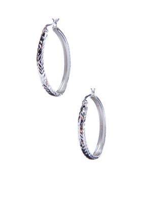 Belk Silverworks Silver 100 Oval Hoop with Snap Top Post