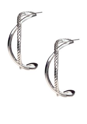 Belk Silverworks Cross Over Hoop Earrings