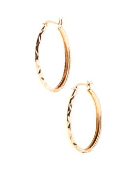 Belk Silverworks Diamond Cut Oval Hoop in 24Kt Gold over Silver 100