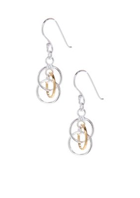Belk Silverworks Two Tone Triple Link Drop Earrings