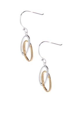 Belk Silverworks Two Tone Double Oval Drop Earrings