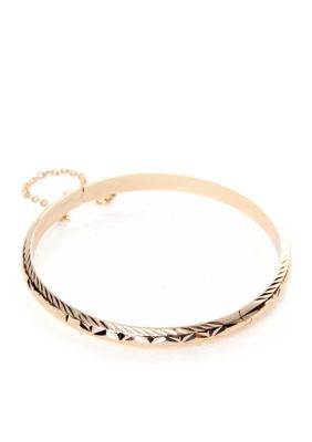 Belk Silverworks 24Kt Gold Over Silver 100 Engraved Hinged Bracelet in