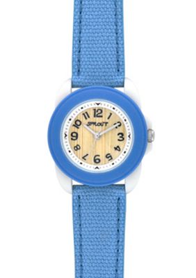 Sprout Light Blue Round Bezel and Blue Cotton Strap