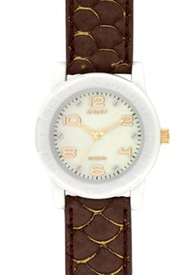 Sprout White Corn Resin Case with Brown Fish Skin Strap