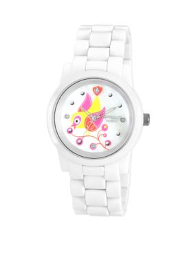 Sprout Round White Bracelet with Bird Design