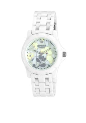 Sprout Round White Bracelet with Flower Dial
