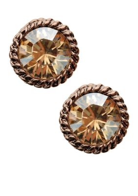 Anne Klein Topaz Button Earrings