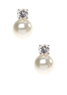Lauren Ralph Lauren Pearl CZ Button Earring