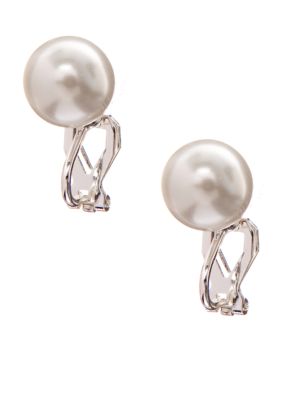 Lauren Ralph Lauren White Pearl Clip Earrings