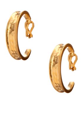Lauren Ralph Lauren Graduated Hammered Hoop Clip Earrings