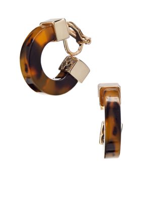 Lauren Ralph Lauren Small Tortoise Hoop Clip Earrings
