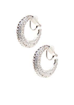 Lauren Ralph Lauren Pave Hoop Clip Earrings