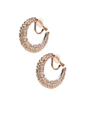 Lauren Ralph Lauren Gold-Tone Pave Clip Hoop Earrings