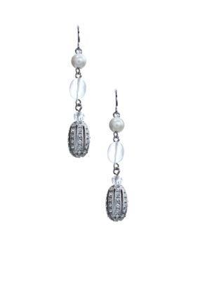 Lauren Ralph Lauren Pearl And Crystal Linear Earrings