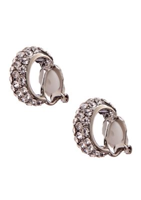Lauren Ralph Lauren Pave Hoop Clip Earrings