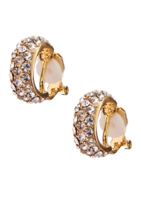 Lauren Ralph Lauren Pave Hoop Clip Earrings