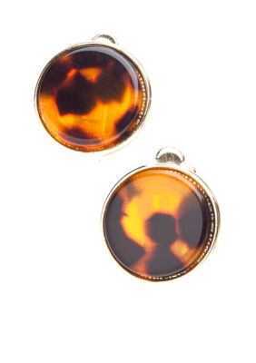 Lauren Ralph Lauren Tortoise Button Clip Earrings