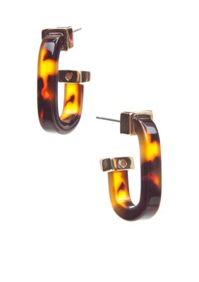 Lauren Ralph Lauren Tortoise Link Hoop Earrings